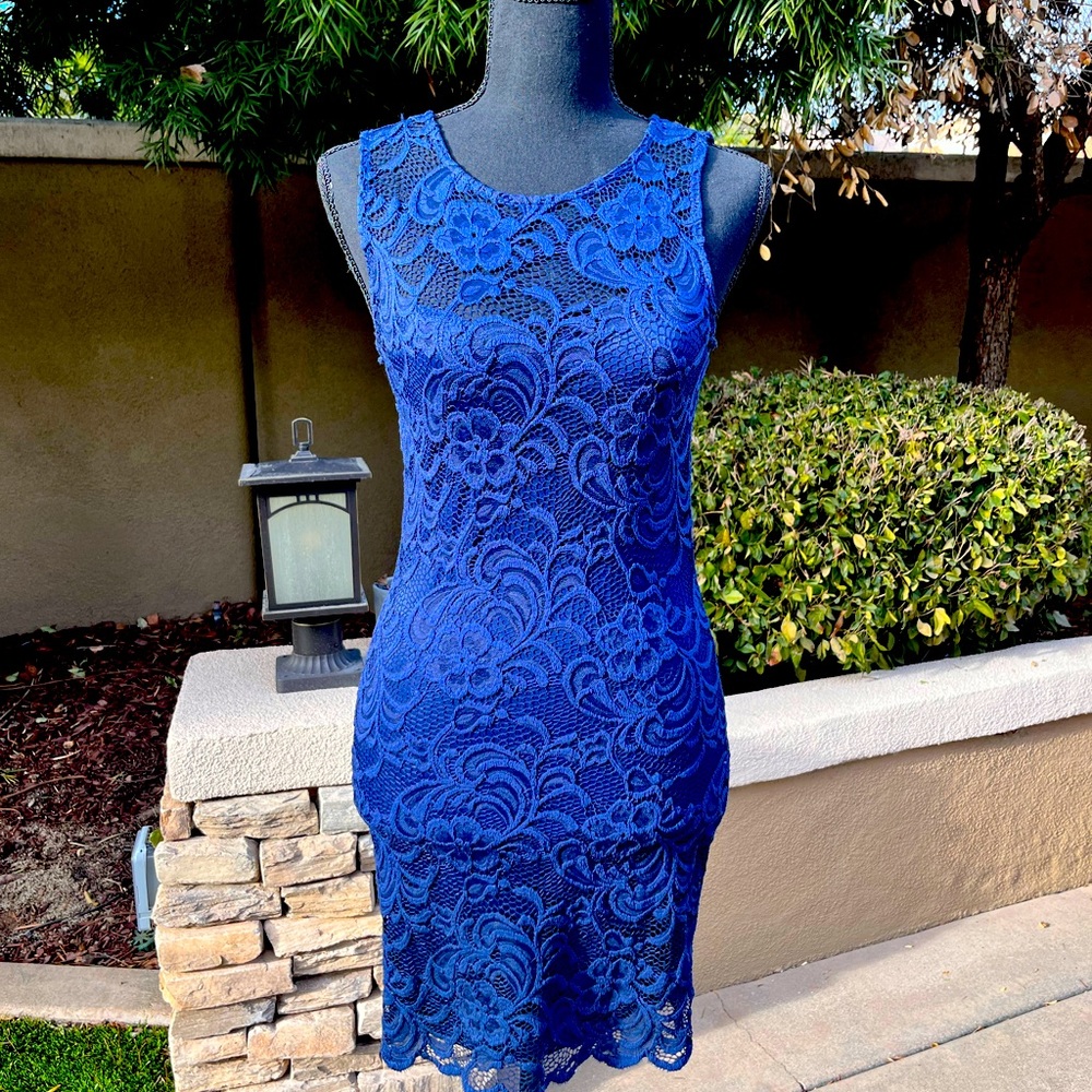 Ambiance blue lace dress small